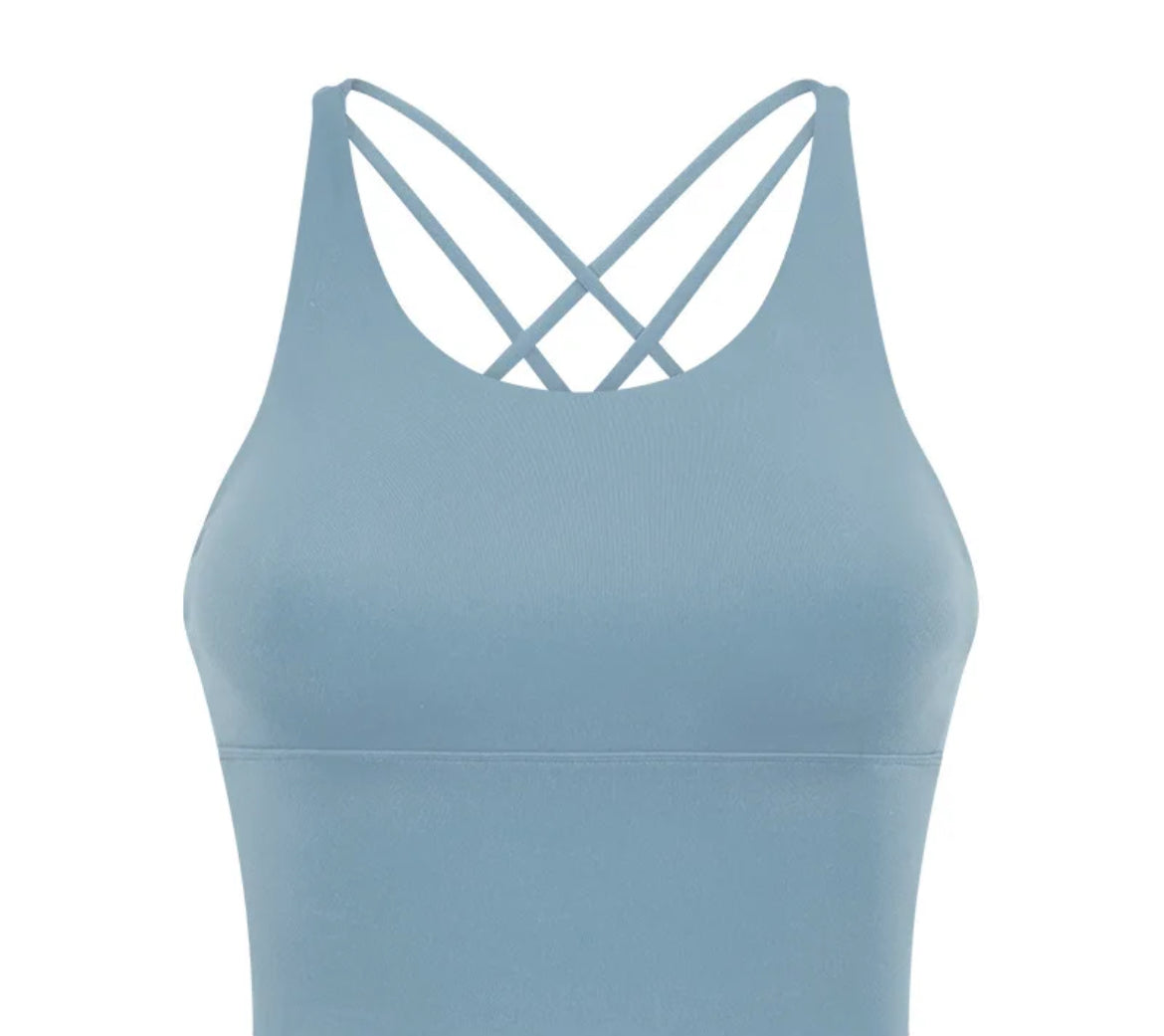 Strappy Back Long Line Sports Bra