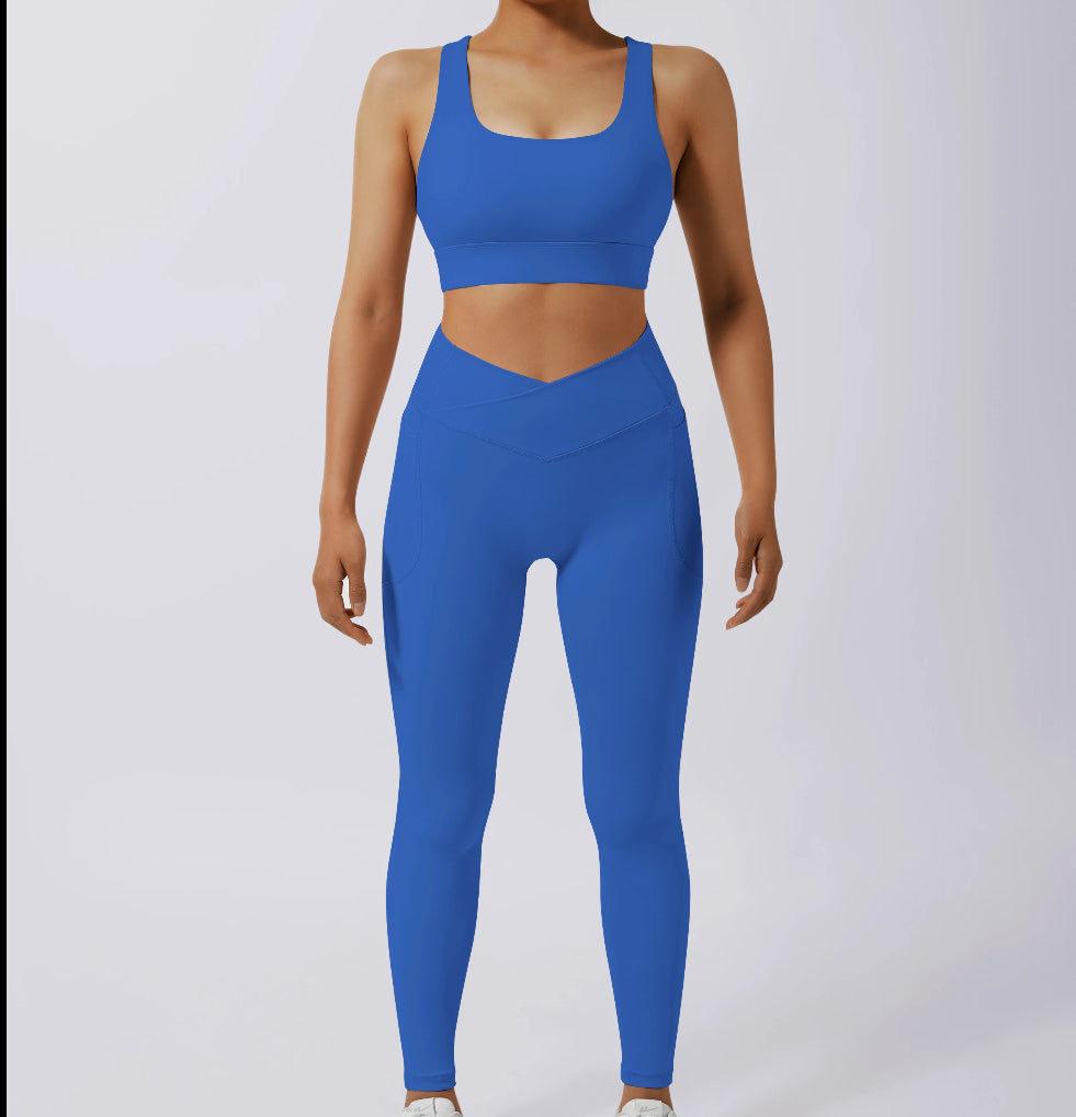 Medium Impact Bra and Cross Front Legging Set