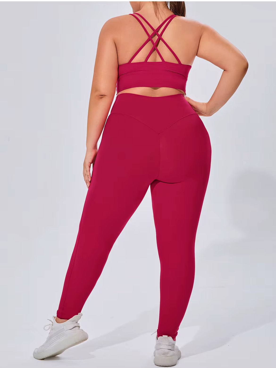 Curvy Strappy Back Bra and Legging Set