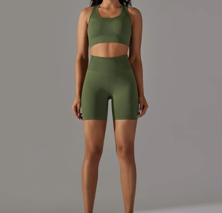 Sports Bra and Bike Short Set
